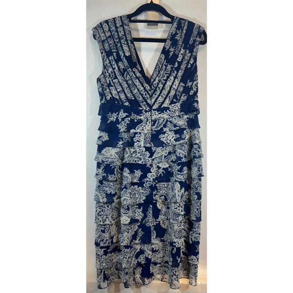 Adrianna Papell Multicolor Tiered Sheath Dress, Women's Size 10 Blue White E6 - Picture 5 of 7